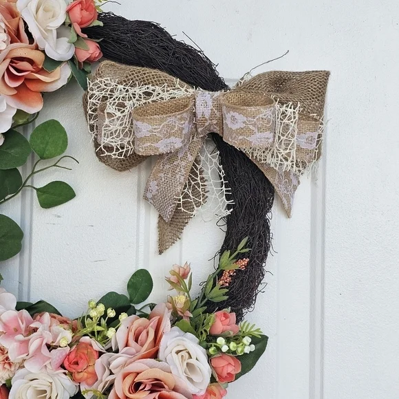 Handmade Spring Floral Grapevine Wreath